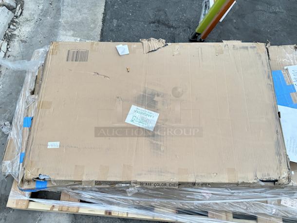 IN THE BOX! BRAND NEW SCRATCH & DENT! Lancaster 3493048TCB Table & Seating 30" x 48" Laminated Rectangular Table Top Reversible Cherry / Black. - Image 1 of 2