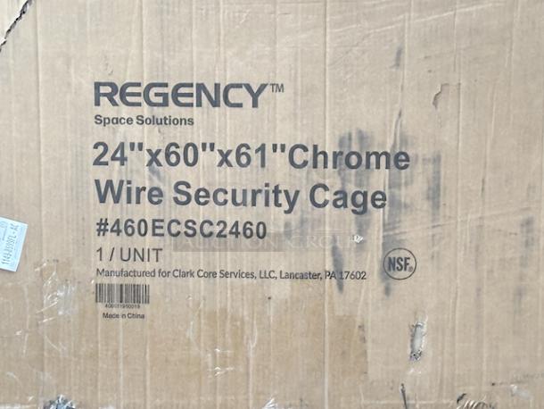 IN THE ORIGINAL BOX!! BRAND NEW SCRATCH & DENT! Regency 460ECSC2460 NSF Chrome Wire Security Cage - 24" x 60" x 61" - Image 2 of 2