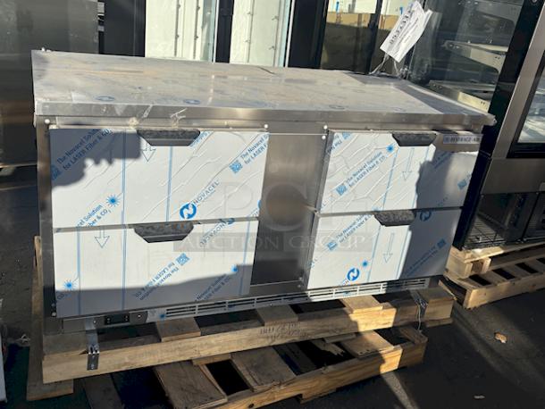 BRAND NEW SCRATCH AND DENT! Beverage-Air WTFD60AHC-4 60" Four Drawer Worktop Freezer W/ Removable 4" Backsplash and Commercial Casters. 115v/1Ph/60Hz. S/N: 15005778. Unit has Superficial Denting. See Photos - Image 3 of 10