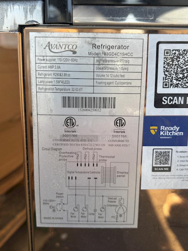 BRAND NEW SCRATCH & DENT! Avantco GD4C-15-HC Copper 4-Sided Glass Refrigerated Display Case, 115V/60Hz/3.8Amps. 25-1/2" x 25-1/2" x 74-13/16. S/N: 1326004250032 Left Side Exterior Pane of glass is damaged...Can be easily replaced w/plexiglass. - Image 6 of 6