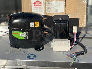 BRAND NEW SCRATCH AND DENT! Secop SCE18CNLX 1-2/7 hp Compressor - 115V/R290/6.08Amp/60Hz.        S/N: 5PAXFQ5W. One Flange used for Mounting is Bent Up.