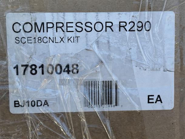 BRAND NEW SCRATCH AND DENT! Secop SCE18CNLX 1-2/7 hp Compressor - 115V/R290/6.08Amp/60Hz.        S/N: 5PAXFQ5W. One Flange used for Mounting is Bent Up. - Image 8 of 8