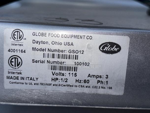 BRAND NEW SCRATCH & DENT! Globe GSO12 Medium Duty Open Body Manual Slicer - 2/5 hp, 120V, 12" Blade Size. S/N 100102, Out Of Original Packaging. - Image 7 of 11