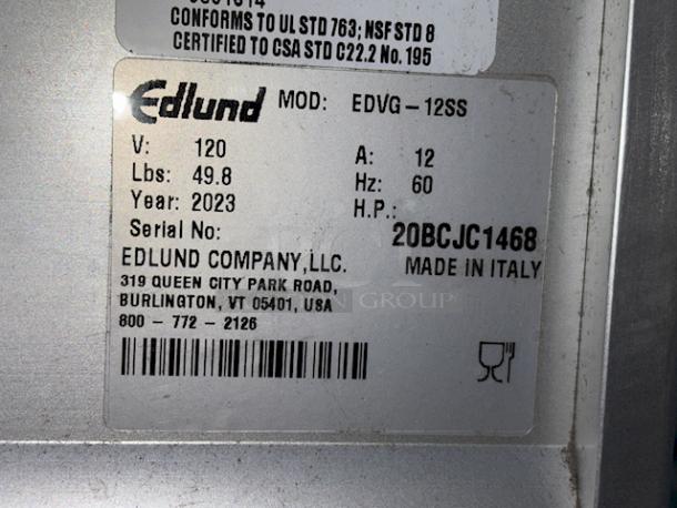 OUT OF ORIGINAL PACKAGING! Edlund Edvantage EDVG-12SS #12 Electric Meat Grinder With Stainless Steel Components - 120V; 1/2 hp, Includes ALL Parts & Pieces. S/N: 20BCJC1468. Mfg: 2023. Cord is damaged. - Image 9 of 10