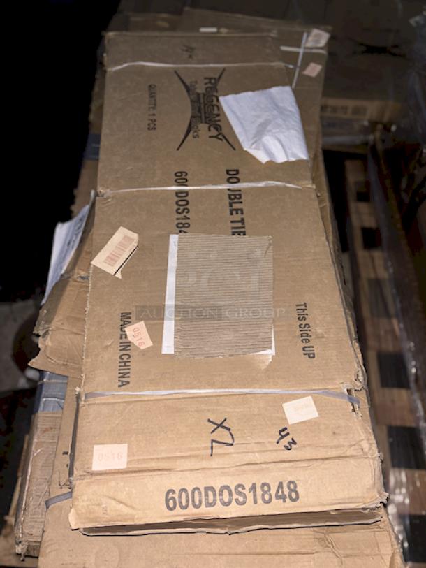 BRAND NEW! Regency 600DOS1848 Stainless Steel Double Deck Overshelf - 18" x 48" x 32". Original Packaging Damaged, Minor Denting/scratching. 2x Your Bid - Image 1 of 3