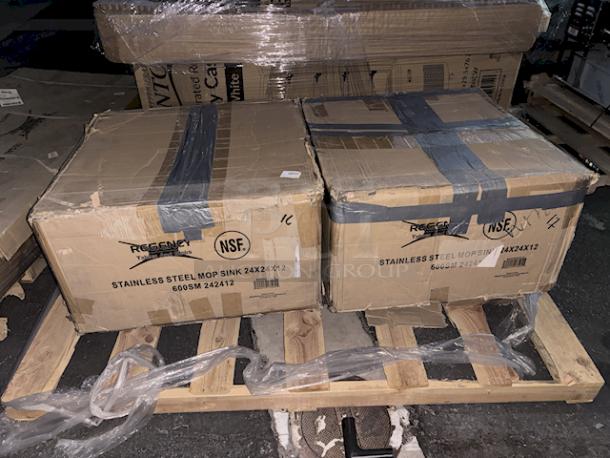 BRAND NEW SCRATCH & DENT! Regency 600SM 242412 29" 16-Gauge Stainless Steel One Compartment Floor Mop Sink - 24" x 24" x 12" Bowl. Box is torn, items have minor denting. 2x Your Bid

*Image may not depict product color, inclusions or accessories. - Image 2 of 4