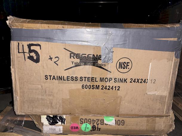BRAND NEW SCRATCH & DENT! Regency 600SM 242412 29" 16-Gauge Stainless Steel One Compartment Floor Mop Sink - 24" x 24" x 12" Bowl. Box is torn, items have minor denting. 2x Your Bid

*Image may not depict product color, inclusions or accessories. - Image 4 of 4