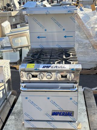 BRAND NEW SCRATCH & DENT! Imperial Range IR-4 Pro Series 24" Space Saver Natural Gas 4 Burner Range with 20" Oven - 155,000 BTU. S/N: 06358724. 24" x 31-1/2" x56-1/2" Includes Legs and Gas Manifold.