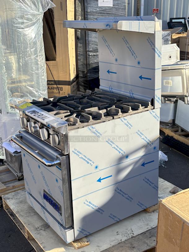 BRAND NEW SCRATCH & DENT! Imperial Range IR-4 Pro Series 24" Space Saver Natural Gas 4 Burner Range with 20" Oven - 155,000 BTU. S/N: 06358724. 24" x 31-1/2" x56-1/2" Includes Legs and Gas Manifold. - Image 4 of 10