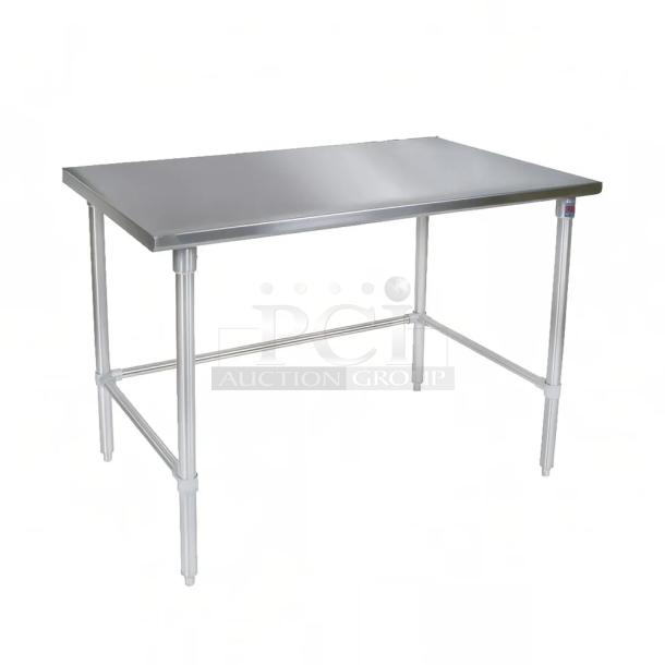 BRAND NEW! Steelton 522ETOB2436 24" x 36" 18-Gauge 430 Stainless Steel Open Base Work Table. Packaging is damaged. May be scratched or dented. 
*Thumbnail Image for example purposes only, may not depict product color, inclusions or accessories. - Image 1 of 2