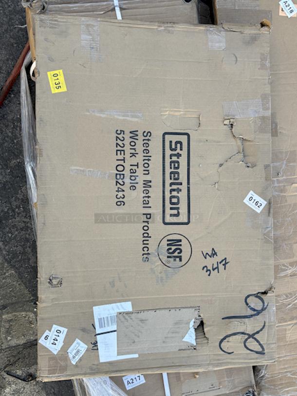 BRAND NEW! Steelton 522ETOB2436 24" x 36" 18-Gauge 430 Stainless Steel Open Base Work Table. Packaging is damaged. May be scratched or dented. 
*Thumbnail Image for example purposes only, may not depict product color, inclusions or accessories. - Image 2 of 2