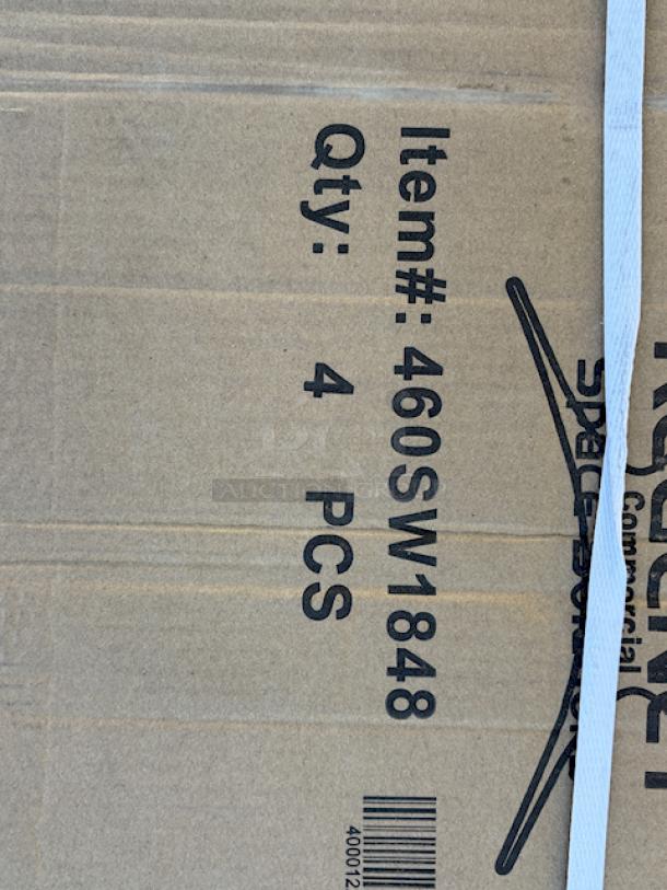 BRAND NEW! Regency 460SW1848 Spec Line 18" x 48" NSF Stainless Steel Wire Shelf. Original packaging is damaged. Item my be scratched and/or dented. 700lb weight capacity. Packaging is damaged. Product may be scratched and/or dented. *Product image is for example, may differ slightly from actual product. - Image 3 of 3