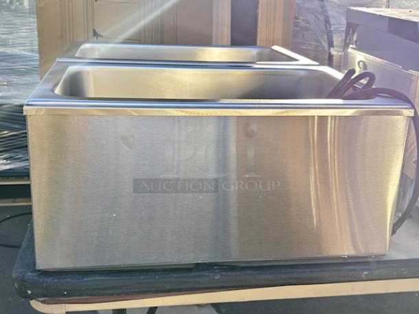 BRAND NEW! ServIt FW200D 12" x 20" Full Size Dual Well Electric Countertop Food Warmer with Digital Controls - 120V, 2000W. Out of Original Packaging. VERY MINOR denting top left outer corner, see photos. - Image 3 of 9