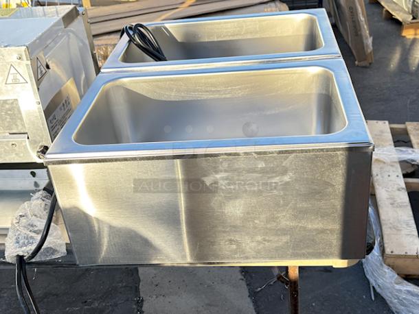 BRAND NEW! ServIt FW200D 12" x 20" Full Size Dual Well Electric Countertop Food Warmer with Digital Controls - 120V, 2000W. Out of Original Packaging. VERY MINOR denting top left outer corner, see photos. - Image 4 of 9