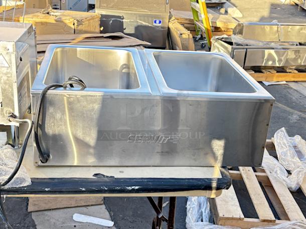 BRAND NEW! ServIt FW200D 12" x 20" Full Size Dual Well Electric Countertop Food Warmer with Digital Controls - 120V, 2000W. Out of Original Packaging. VERY MINOR denting top left outer corner, see photos. - Image 5 of 9