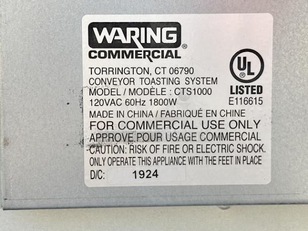 BRAND NEW! Waring CTS1000 Commercial Conveyor Toaster - 120V/15 Amps/1 Phase/60 Hz. Out of Original Packaging. See photos. - Image 4 of 5