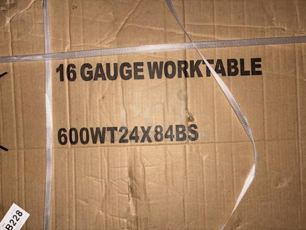 BRAND NEW SCRATCH & DENT! Regency 600WT24X84BS 24" x 84" 16-Gauge 304 Stainless Steel Commercial Open Base Work Table with 4" Backsplash. Product packaging is damaged and may be scratched and/or dented. - Image 2 of 2