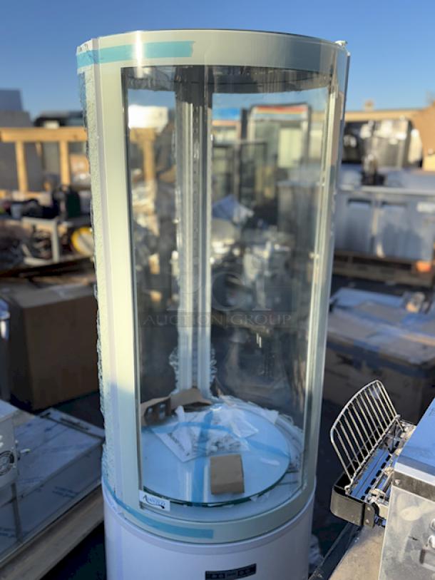 BRAND NEW SCRATCH & DENT! Avantco BCR-15-HC White Circular Glass Refrigerated Display Case, 115 Volts, S/N: 1455612250084. 2 out panes of glass are broken. 24 13/16 x 27 1/4 x 68 7/8 - Image 6 of 8