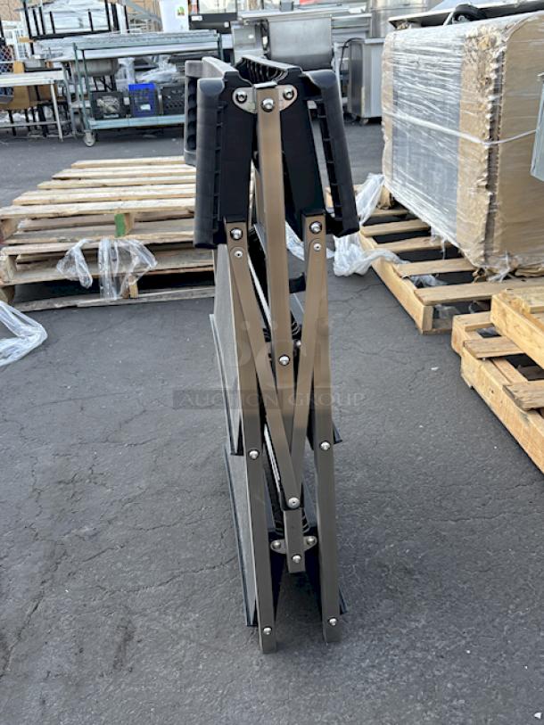 BRAND NEW SCRATCH! Lavex 26 13/16" x 16 1/8" x 36" Small Black 3-Shelf Folding Plastic Utility Cart with Ergonomic Handles. Out of Original Packaging. Missing Wheels. - Image 3 of 6