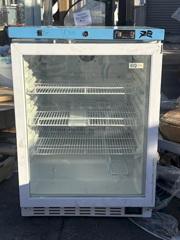 BRAND NEW SCRATCH & DENT! Summit Appliance ACR52G EQTemp ACR Series 3.88 Cu. Ft. White / Blue Built-In Undercounter Glass Door Reach-In Medical Refrigerator - 115V 23.50" (W) x 21.26" (D) x 33.86* (H), 91.5Lb In Working Order. (see photos for damage). - Image 2 of 8