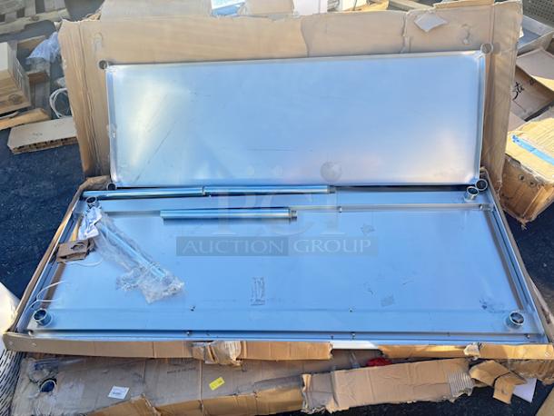 BRAND NEW! "Steelton 30" x 72" 18-Gauge Stainless Steel Equipment Stand with Undershelf and Galvanized Legs. In original packaging, unit has some easily fixable denting/bending (see photos). - Image 7 of 7