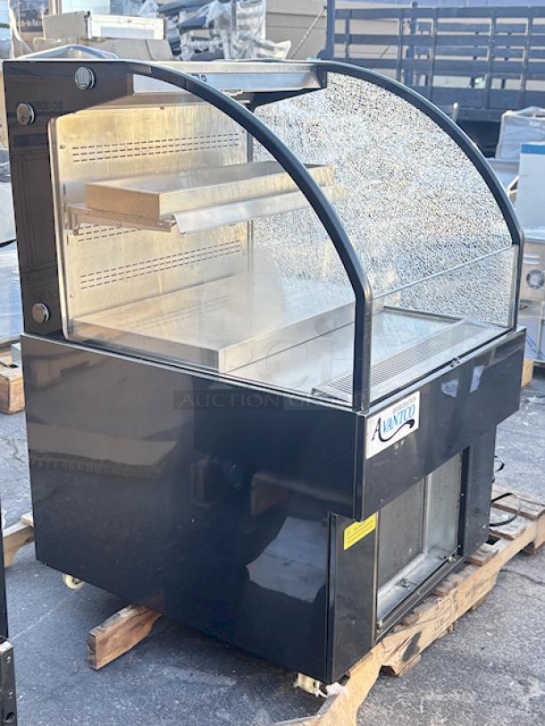 BRAND NEW SCRATCH & DENT! Avantco BHAC-28 28" Black Horizontal Air Curtain Merchandiser - 115V/7.8 Amps/1 Phase	/362 lb. S/N: 2821852213872038. TESTED! In Working Order. Glass on left side is damaged, missing vent. See Photos. - Image 2 of 8