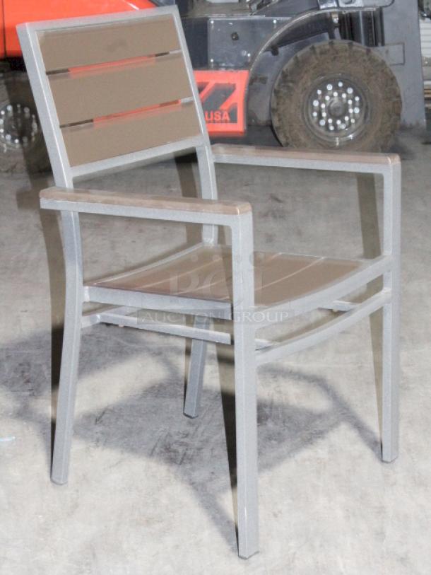 LIGHTLY USED! Upscale Mingja MJ-686 Outdoor Table With a sleek aluminum frame and a durable PVC wicker top & 4 Matching MJ-589  Silver Frame Aluminum Arm Chair with PVC Wicker Outdoor Chairs. 5x Your Bid Table Dimensions: 52x29x30. Chair Dimensions: 22x22x32 (seat Height: 18").


*These items are located at our main warehouse approximately 10mins away. The address is 3290 S. Highland Dr. Las Vegas NV 89109.* - Image 4 of 10