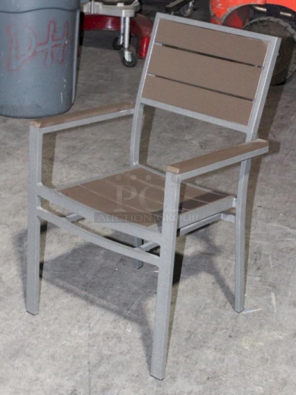 LIGHTLY USED! Upscale Mingja MJ-686 Outdoor Table With a sleek aluminum frame and a durable PVC wicker top & 4 Matching MJ-589  Silver Frame Aluminum Arm Chair with PVC Wicker Outdoor Chairs. 5x Your Bid Table Dimensions: 52x29x30. Chair Dimensions: 22x22x32 (seat Height: 18").


*These items are located at our main warehouse approximately 10mins away. The address is 3290 S. Highland Dr. Las Vegas NV 89109.* - Image 8 of 10