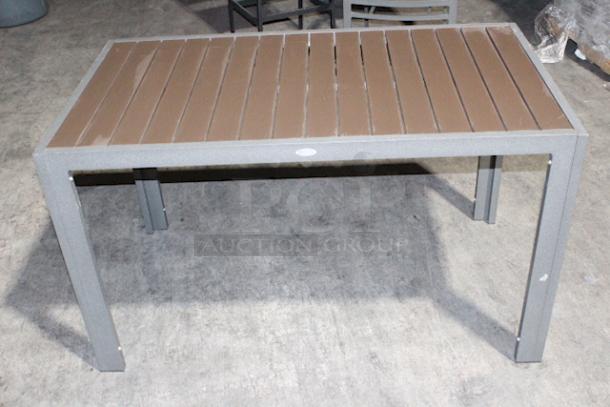 LIGHTLY USED! Upscale Mingja MJ-686 Outdoor Table With A Sleek Aluminum Frame And A Durable Pvc Wicker Top! 52x29-1/4x30. 


*These items are located at our main warehouse approximately 10mins away. The address is 3290 S. Highland Dr. Las Vegas NV 89109.* - Image 4 of 6