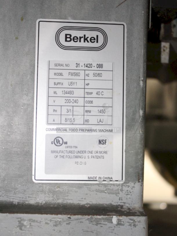 Berkel by Vulcan FMS60-U5Y1 60 Qt, 6-Speed Planetary Mixer w/ Painted Finish, Dough Hook, Flat Beater and Bowl Guard. S/N: 31-1420-088. 200-240v, 3/1Phase, 8/15.5 Amp, 50/60Hz. The unit is not in proper working order. 


*These items are located at our main warehouse approximately 10mins away. The address is 3290 S. Highland Dr. Las Vegas NV 89109.* - Image 4 of 4