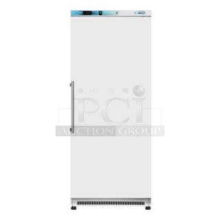 BRAND NEW SCRATCH & DENT! IN PERFECT WORKING ORDER!! Koolmore KM-FMD20WH 21 Cu. ft. Commercial Reach-in Freezer in White Manual Defrost, 115v. 27.4" x 30.1" x 74.4" 
Base and top of unit are dented. See Photos. TESTED! WORKS PERFECT!
*This unit is located at our main warehouse approximately 10mins away. The address is 3290 S. Highland Dr. Las Vegas NV 89109.*