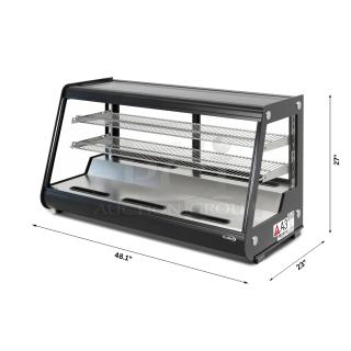 BRAND NEW SCRATCH & DENT! Koolmore 48 in. Countertop Bakery Display Refrigerator in Black, 7 cu. ft. 110V. 48.1" x 23" x 27". In the original box. UNIT IS ONLY GOOD FOR PARTS! GLASS IS DESTROYED!!