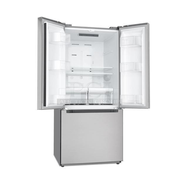 BRAND NEW SCRATCH & DENT! Koolmore KM-RERFDSS-18C 18.5 cu. ft. Stainless-Steel French Door Refrigerator in Silver. 30.1" x 29.5" x 66.6" In Original Packaging. TESTED! WORKS PERFECT! Barely noticeable dent on left side

*This unit is located at our main warehouse approximately 10mins away. The address is 3290 S. Highland Dr. Las Vegas NV 89109.* - Image 3 of 10
