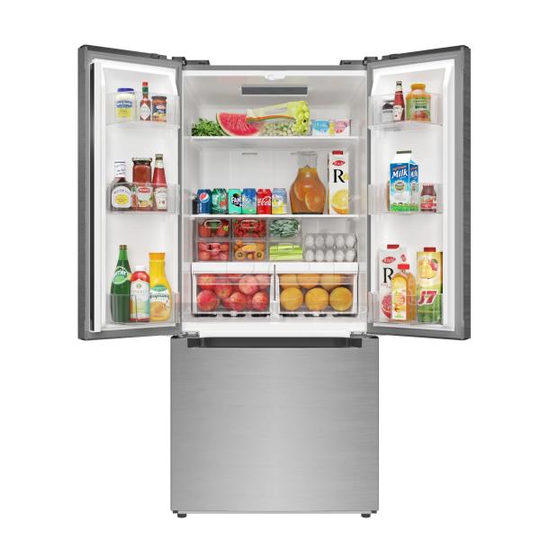 BRAND NEW SCRATCH & DENT! Koolmore KM-RERFDSS-18C 18.5 cu. ft. Stainless-Steel French Door Refrigerator in Silver. 30.1" x 29.5" x 66.6" In Original Packaging. TESTED! WORKS PERFECT! Barely noticeable dent on left side

*This unit is located at our main warehouse approximately 10mins away. The address is 3290 S. Highland Dr. Las Vegas NV 89109.* - Image 4 of 10