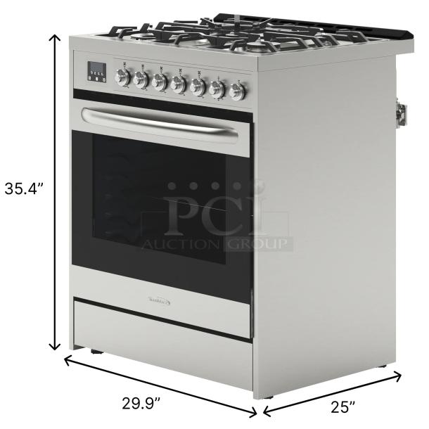DO NOT MISS OUT!!! BRAND NEW! Koolmore FR30G-SS 30 in. Stainless-Steel Professional Gas Range. In Sealed Manufacturer Packaging. 25" x 29.9" x 35.4"  ONLY OBSERVABLE DEFECT IS A MINOR SCRATCH!!! (see photos). 

*This unit is located at our main warehouse approximately 10mins away. The address is 3290 S. Highland Dr. Las Vegas NV 89109.* - Image 2 of 9