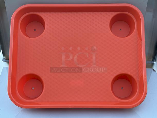 BRAND NEW IN THE BOX! GET FT-20-OR 14" x 17" Ambidextrous Polypropylene Orange Fast Food Tray with Cup Holders, Cup Compartment Diameter: 3 1/2". 16 Cases of 12 Trays. 192 In Total.  16x Your Bid. - Image 2 of 7