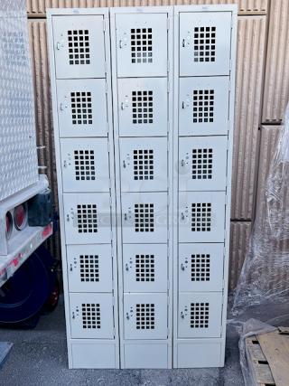 BRAND NEW SCRATCH & DENT! Winholt WL-618 Triple Column Eighteen Door Locker with Perforated Doors - 36" x 12"	36x12x78