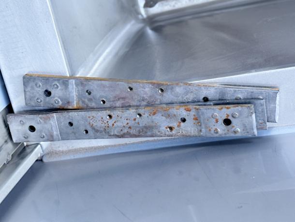 BRAND NEW SCRATCH & DENT! Regency 600SMC25SD Stainless Steel Mop Sink Cabinet - 25 1/4" x 22 5/8" x 84". Unit is dented. - Image 5 of 9