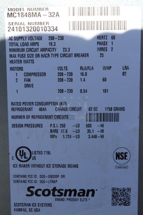 BRAND NEW SCRATCH & DENT! Scotsman MC1848MA-32 Prodigy Elite Series 48" Air Cooled Medium Cube Ice Machine - 1909 lb., 208/230V. Body has a minor denting. - Image 5 of 5