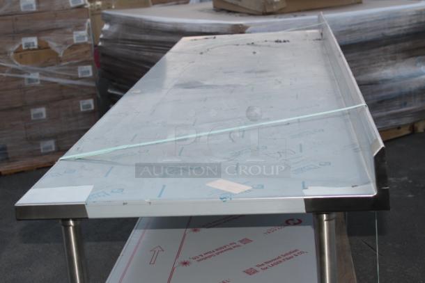 BRAND NEW SCRATCH & DENT! HEAVY DUTY! QualServ ARPREP108 31" x 108" x 36" Prep Table with Slicer Support, (2) Under-shelves and 4" Backsplash. 14 Gauge/304 Stainless Steel Construction. - Image 3 of 9