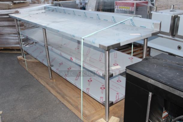 BRAND NEW SCRATCH & DENT! HEAVY DUTY! QualServ ARPREP108 31" x 108" x 36" Prep Table with Slicer Support, (2) Under-shelves and 4" Backsplash. 14 Gauge/304 Stainless Steel Construction. - Image 6 of 9
