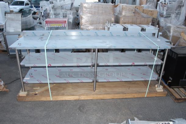 BRAND NEW SCRATCH & DENT! HEAVY DUTY! QualServ ARPREP108 31" x 108" x 36" Prep Table with Slicer Support, (2) Under-shelves and 4" Backsplash. 14 Gauge/304 Stainless Steel Construction. - Image 8 of 9