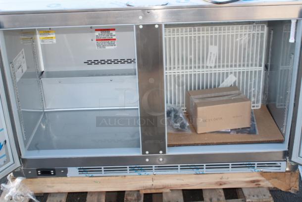 BRAND NEW SCRATCH & DENT! Beverage-Air UCR48AHC-23 48" Low Profile Undercounter Refrigerator. 115 Volts	2.2 Amps	1 Phase	60 Hz. S/N: 15003249 Mounting points for doors are bent slightly inward. - Image 9 of 9