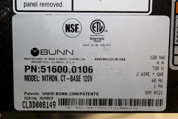 BUNN NITRON, CT - BASE 120V  Cold Draft All-Nitro with Removable Door Graphics, ADA Switch Kit. & Gas Module. Missing Back Leg. - Image 2 of 10