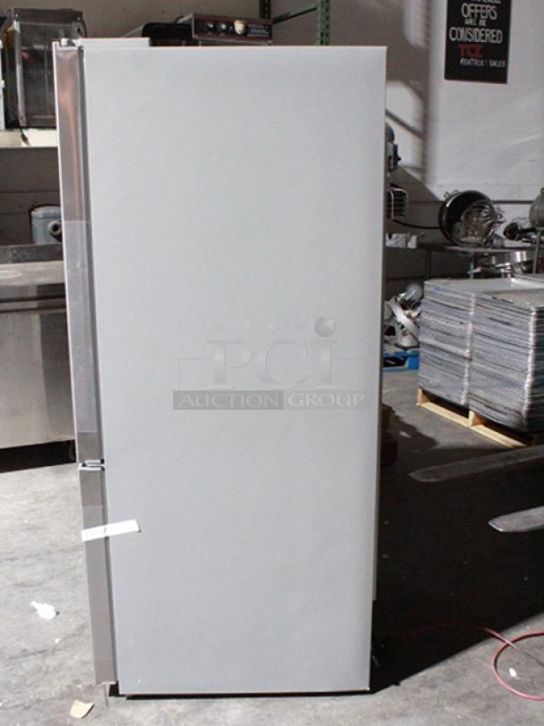 BRAND NEW SCRATCH & DENT! Koolmore KM-RERFDSS-18C 18.5 cu. ft. Stainless-Steel French Door Refrigerator in Silver. 30.1" x 29.5" x 66.6" In Original Packaging. TESTED! WORKS PERFECT! Barely noticeable dent on left side

*This unit is located at our main warehouse approximately 10mins away. The address is 3290 S. Highland Dr. Las Vegas NV 89109.* - Image 6 of 10