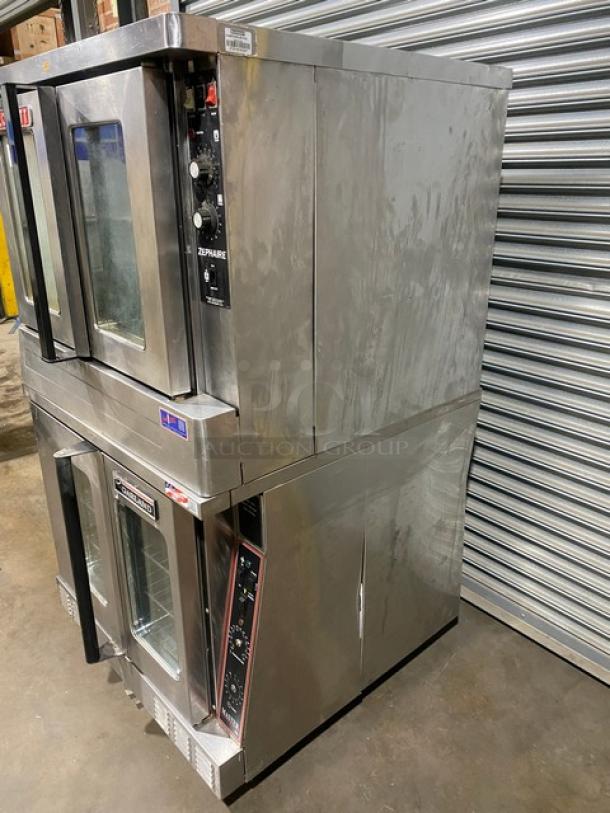 Blodgett Zephaire Series Commercial Stainless Steel Natural Gas Powered Convection Oven! Model: ZEPHAIRE-200-G-ES SN: 072015CH029T! Double Stacked! With Garland Master 200 Series Commercial Stainless Steel Natural Gas Powered Convection Oven! With Wire Oven Racks! On Casters! 2X Your Bid Make One Unit! - Image 2 of 13