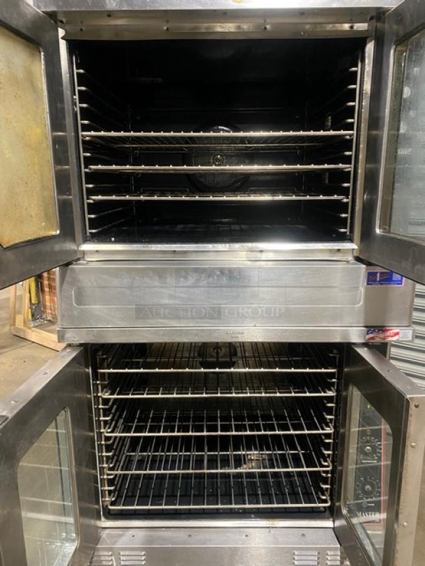 Blodgett Zephaire Series Commercial Stainless Steel Natural Gas Powered Convection Oven! Model: ZEPHAIRE-200-G-ES SN: 072015CH029T! Double Stacked! With Garland Master 200 Series Commercial Stainless Steel Natural Gas Powered Convection Oven! With Wire Oven Racks! On Casters! 2X Your Bid Make One Unit! - Image 10 of 13