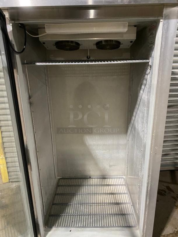 Continental Commercial Stainless Steel Single Glass Door Extra-Wide Reach In Refrigerator Merchandiser! With Wire Racks! Model: 1RX-GD SN: 14451509! 115V 1 Phase! On Casters! - Image 5 of 10