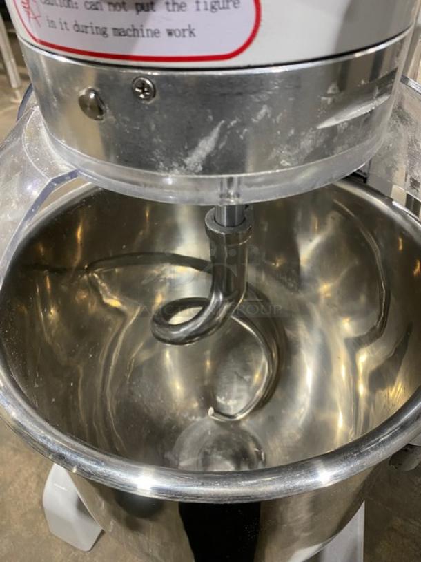 Late Model! 2024! Commercial Floor Style 30 Quart Planetary Mixer! With Clear Polycarbonate Splash Guard! With Stainless Steel Mixing Bowl & Spiral Dough Hook Attachment! Model: HL-B30M SN: 24HL7124-048! 110V 1 Phase! - Image 5 of 10