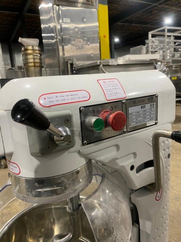 Late Model! 2024! Commercial Floor Style 30 Quart Planetary Mixer! With Clear Polycarbonate Splash Guard! With Stainless Steel Mixing Bowl & Spiral Dough Hook Attachment! Model: HL-B30M SN: 24HL7124-048! 110V 1 Phase! - Image 6 of 10
